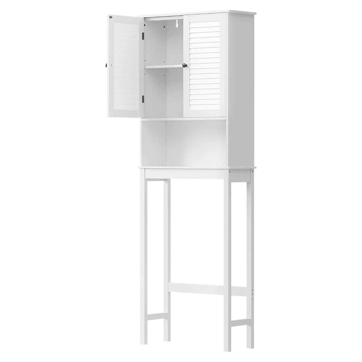 

Louvered Over Toilet Storage Cabinet Bathroom Organizer Anti-Tip Adjustable Shelf Space Saver, Customized