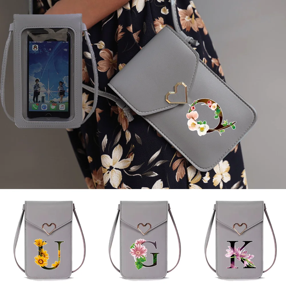 

Прозрачная сумка для телефона с сенсорным экраном, с цветочным принтом и надписями, на плечевых ремнях, кошелек для монет, сумка для карт, сумка для покупок, сумка для хранения