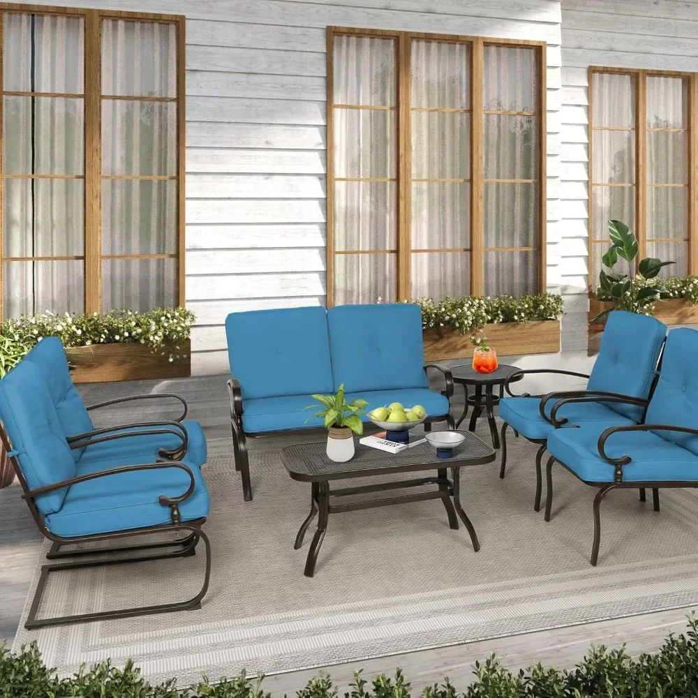 

7 Piece Metal Outdoor Patio Chair Set, Wrought Iron Patio Chair Set