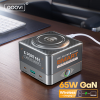 QOOV GaN 65W USB Type C 7 in 1 Charger Station Fast Charging PD3.0 PPS Wireless Charge For iPhone iWatch Laptop iPad Samsung