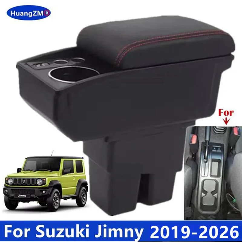 Jimny Armlehnenbox Aufbewahrungsbox Getränkehalter für Suzuki Jimny JB74 JB64 JC74 2019-2026 3-Türer und 5-Türer Nachrüst-Autozubehör