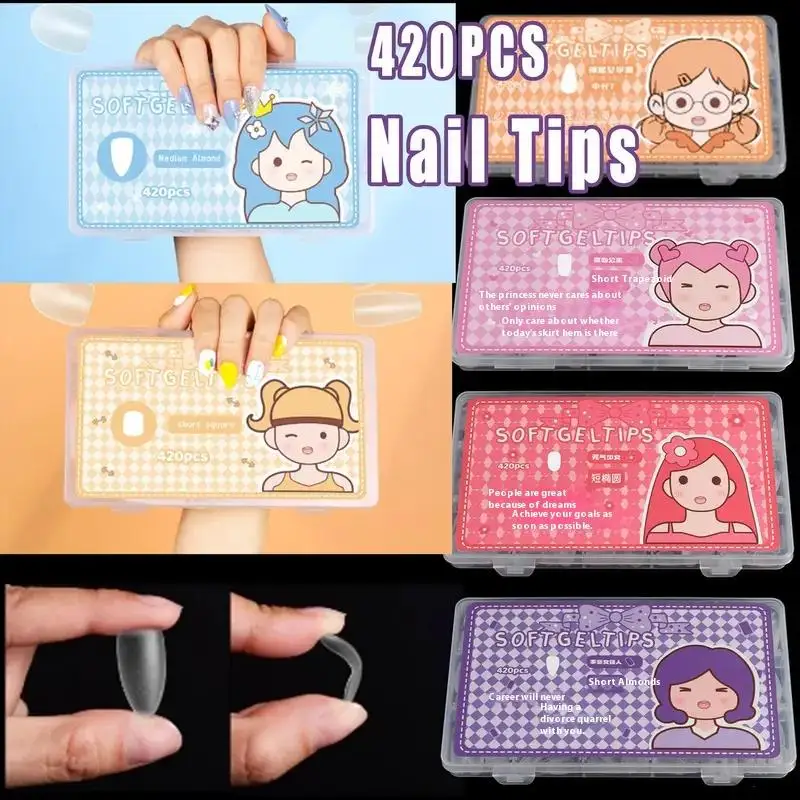 420 PCS/Box Nail Tips Matte Short Press On Full Cover Tips Artificial Press On Nails DiY Nail Art Extension Tools