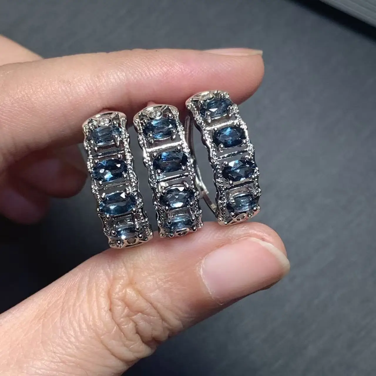 Anillo de Topacio Azul Natural de 45 Quilates, Anillo Ajustable para Mujer, Joyería para Mujer, Regalo al por Mayor, Alta Calidad, Vintage, Fino