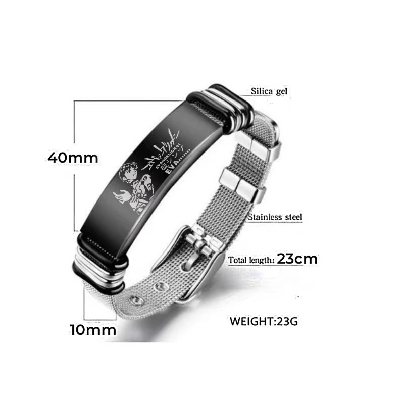 Neon Genesis Evangelion Cartoon Peripheral Bracelet Ayanami Rei Asuka Stainless Steel Anime Fashion Accessories Boys Girls Gift