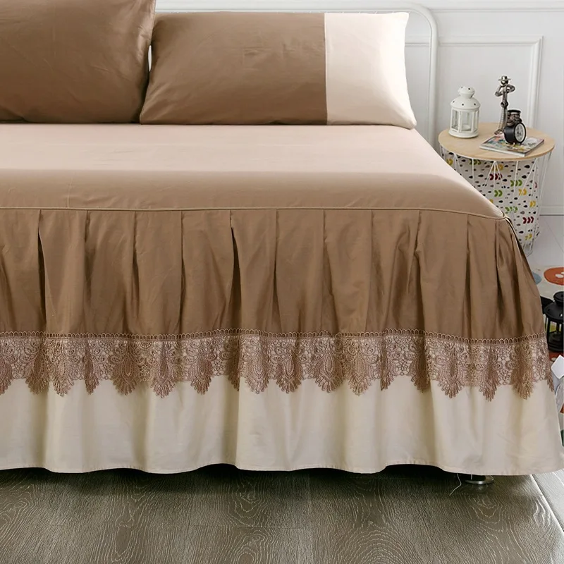 Bed Skirt Cotton Fabric Home Bed Skirt Cover Skirt Style Anti-slip Bedspread Dust Cover Bed Sheets and Pillowcases