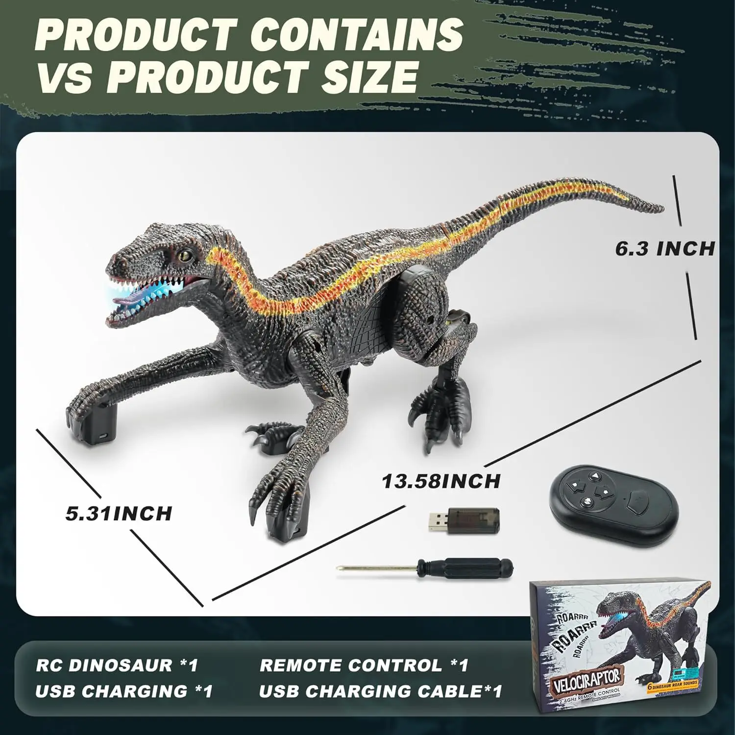 Jouets dinosaures télécommandés 2.4g RC, marche électrique, dinosaure jurassique, Simulation Velociraptor, jouet léger rugissant pour enfant, cadeau
