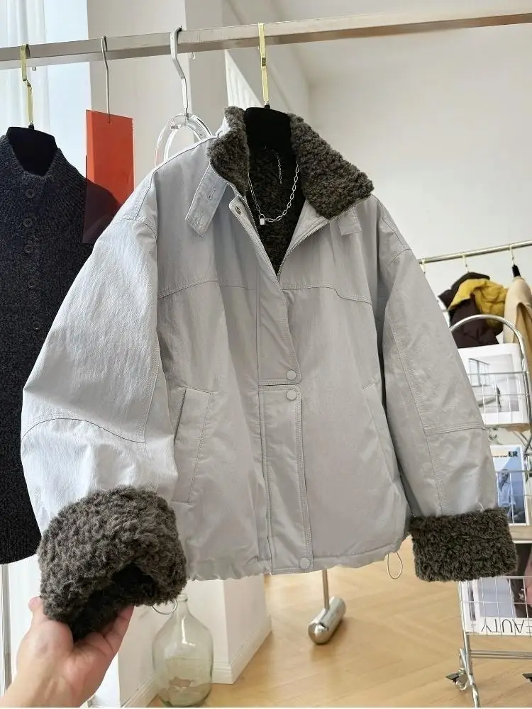 

Women's Jacket 2025 Winter New Loose Medium And Long Long Sleeve Zipper Casual Warm Parkas Jacket Woman