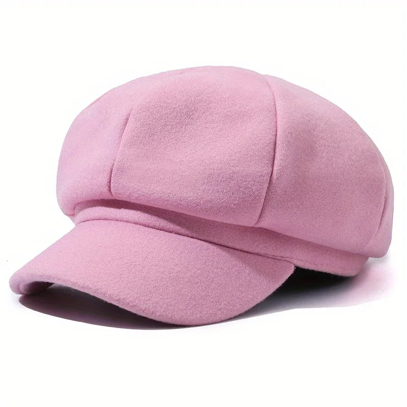 

Mens Tweed Octagonal Beret Solid Color Korean Fashion Cap Warm Winter Hat with Vintage Style for Autumn Outdoor