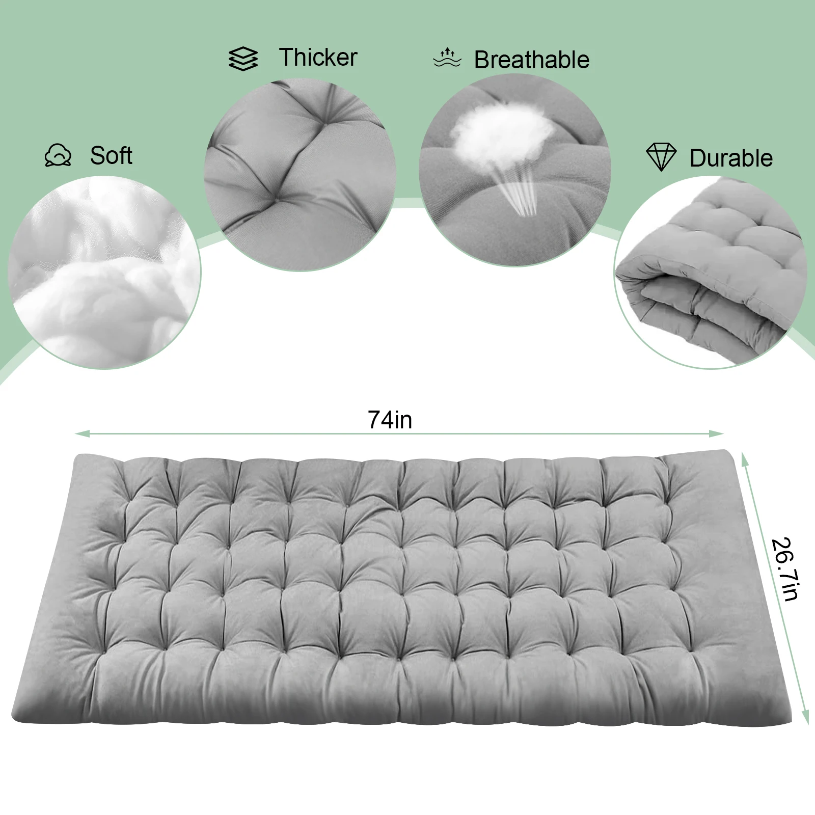 سرير تخييم محمول قابل للطي - كرسي استرخاء قابل للتعديل بثلاثة أوضاع مع وسادة، سرير نوم خارجي (عرض 68 سم) #4