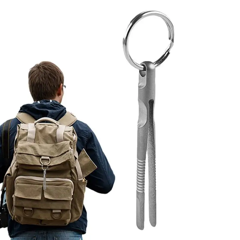 Titanium Tweezers Lightweight Keychain Tweezers Strong Hold Tweezers Clips For Outdoor Adventures Outdoor Gadget Mini Tool 