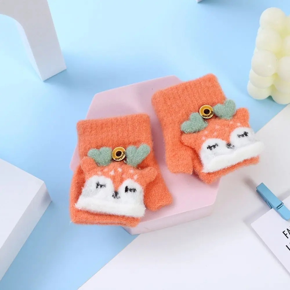 Lovely Knitted Kids Gloves Thick Fingerless Fingerless gloves Knitting Mittens Boys Girls