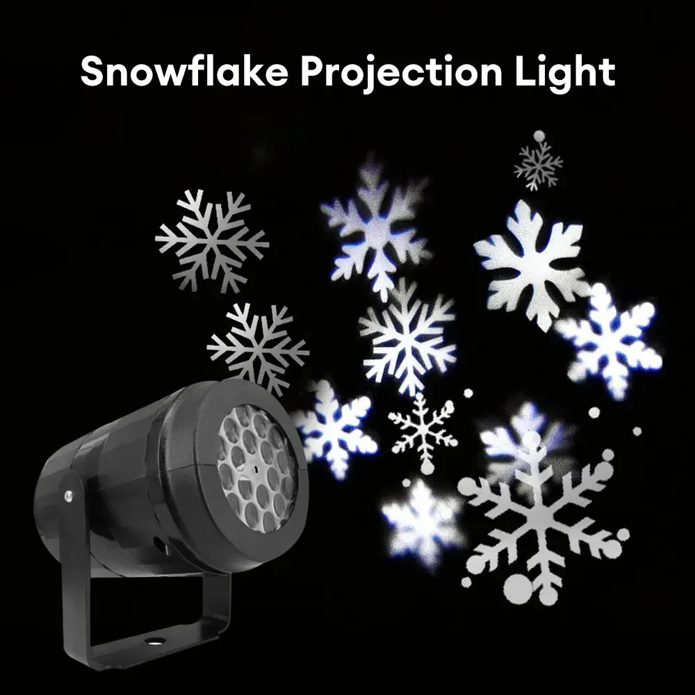 New Year LED Christmas Dynamic White Snowflake Projector Outdoor Rotating Stage Projection Light For Bedroom Ceiling Decoration