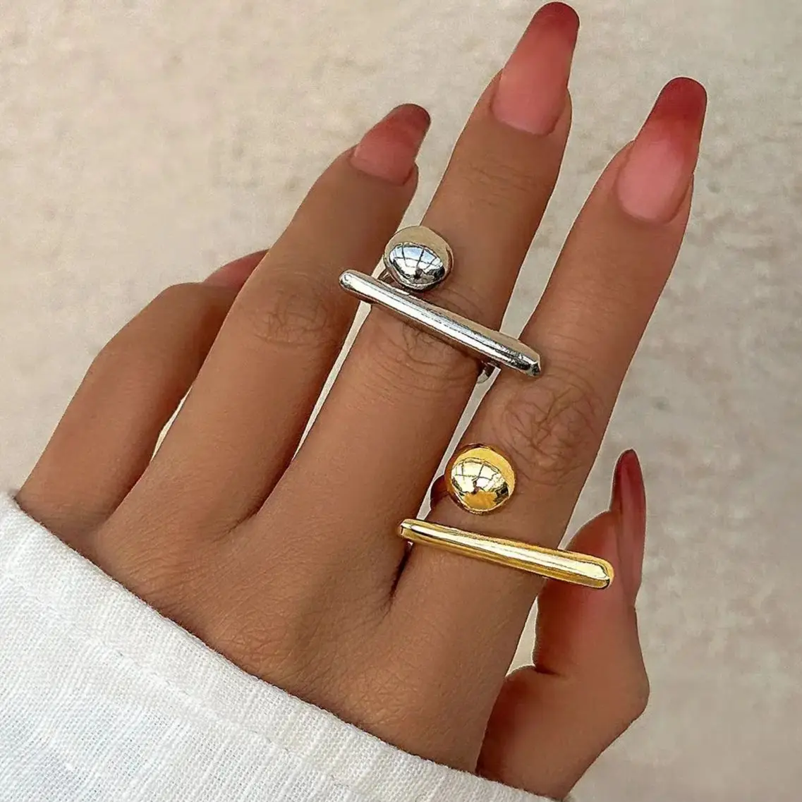 DIEZI French Style Simple Metal Rings For Women Men Unisex Geometric Gold Silver Color Knuckle Joint Ring Jewelry 2024 New