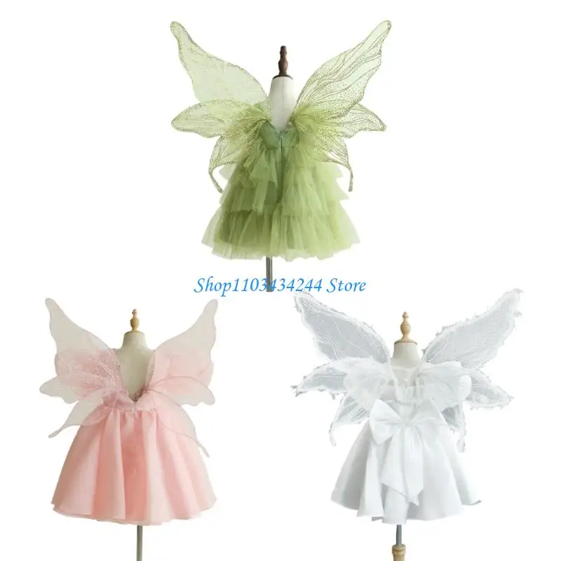 

Детский сценический костюм с крыльями феи, реквизит с нежной сетчатой ​​тканью, креативные аксессуары для сценического костюма