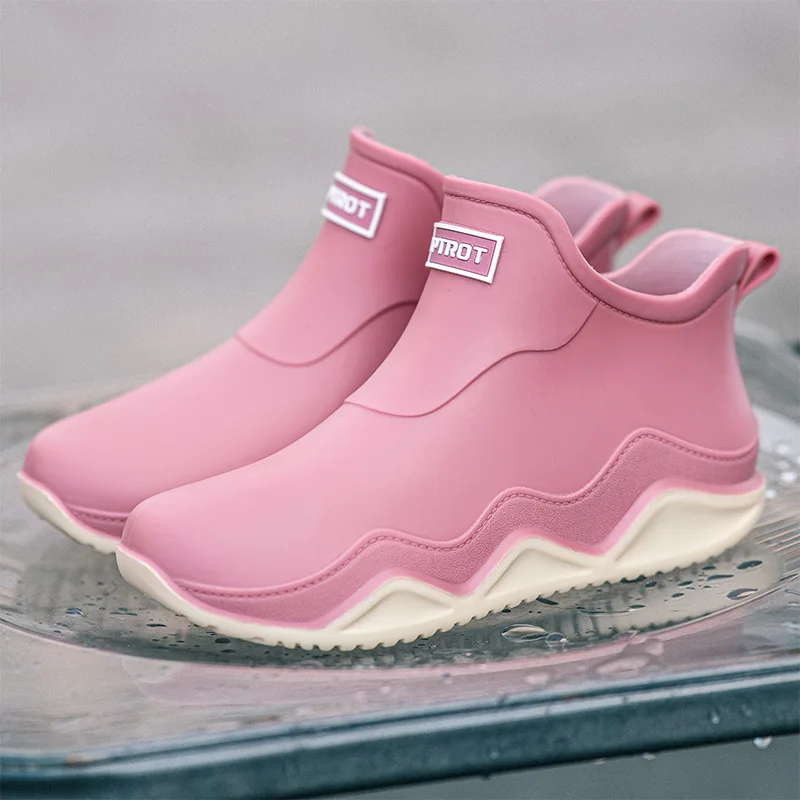 

Winter Cotton Rain Boots Men and Women Ankle Rainboots Fashion Black Slip on Rain Shoes Men Waterproof Work Boot tenis de mujer