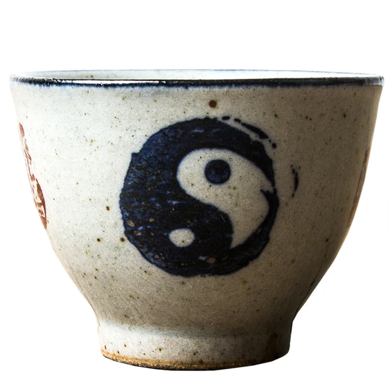 Vintage Chinese Tai Chi Pottery Cups Beautiful Wine Tea Cup Set Teaware Bowl For Tea Ceremony 65ml Teacup Antique Coffee Mugs