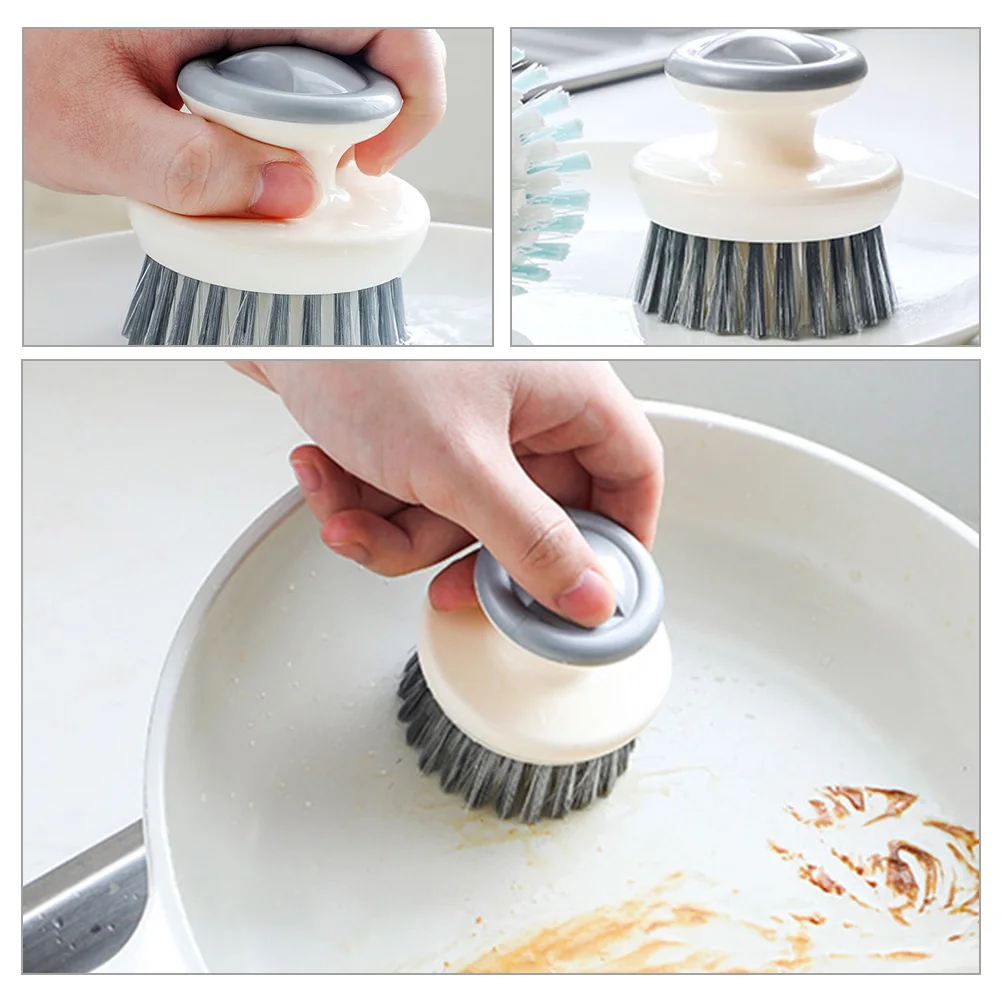 

Dish Kitchen Scrub Brush Strong Sturdy Bristles Non-Scratch Odor-Free Sustainable Handle Cast Iron Pan Vegetable Fruit