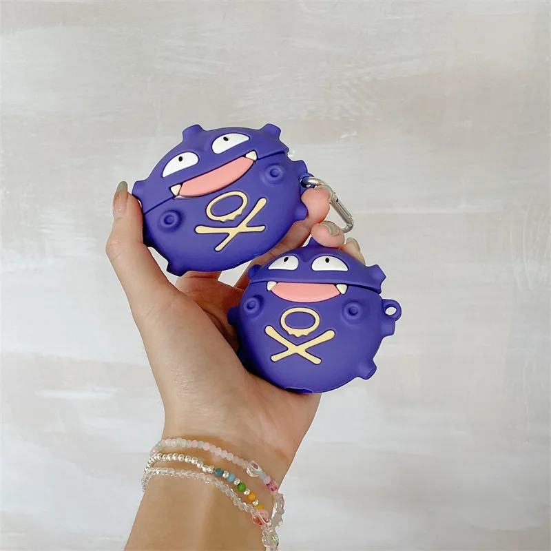Para airpods pro 3 caso, pokemon gengar gás roxo à prova de choque fone de ouvido capa de silicone para airpods pro 2 caso/airpods 4 3 2 1 caso