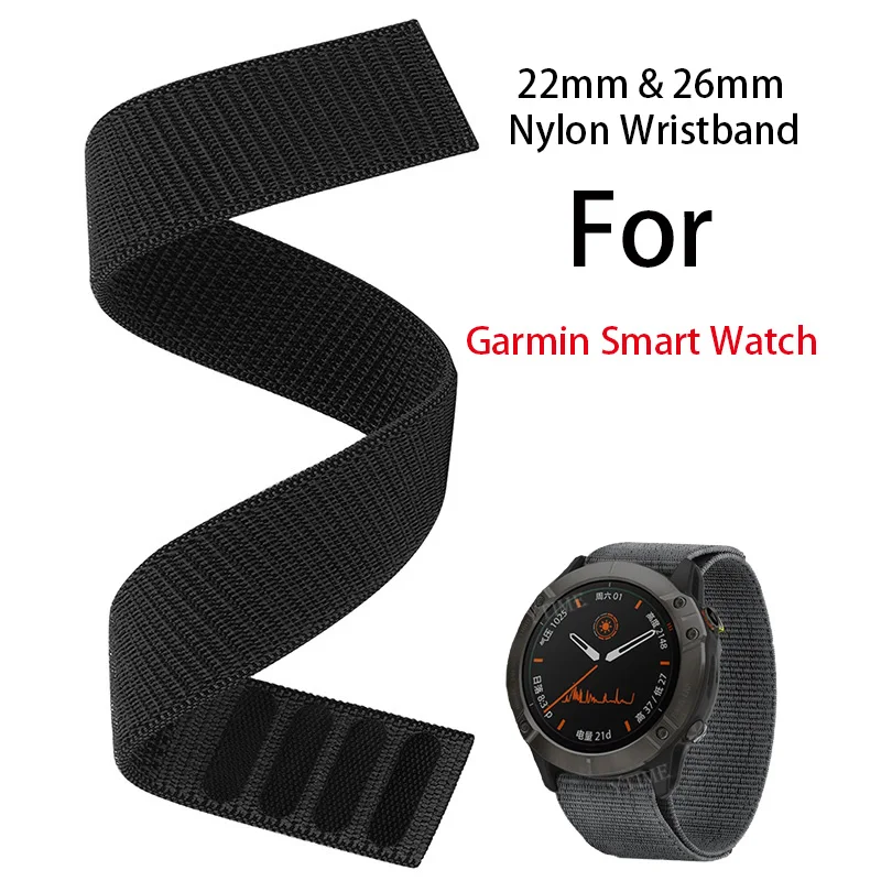 26 22 20mm Nylon Strap For Garmin Fenix 6 6S 6X Pro/Fenix 7X 7 /Fenix 5 5X Plus/Fenix3 HR 955 Smart Watch Bands 50pcs Wholesale