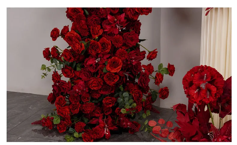 Künstliche Blumenarrangements Hornbogen Rote Rosen Hortensien Hochzeitsdekoration Blumenständer Bodenblumen Event-Tischdekoration Kugel – Detail 5