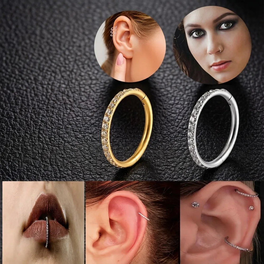 F136 Titanium 16G Hinged Segment Nose Ring Septum Clicker Daith Earrings Hoop Ear Cartilage Tragus Helix Piercing Jewelry