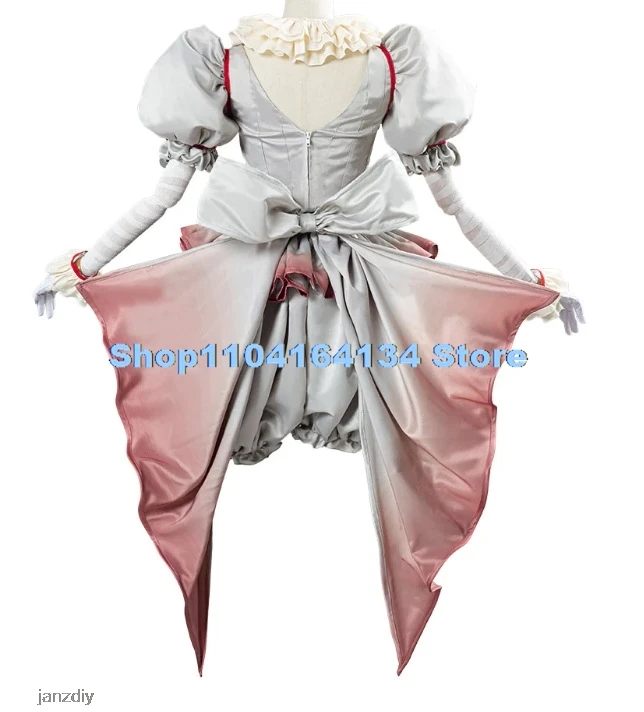 Movie Clown Pennywise Cosplay Costume Halloween Girls Outfit Horror Lolita Dress Up Women Fantasy Dress Carnival Party Full Set