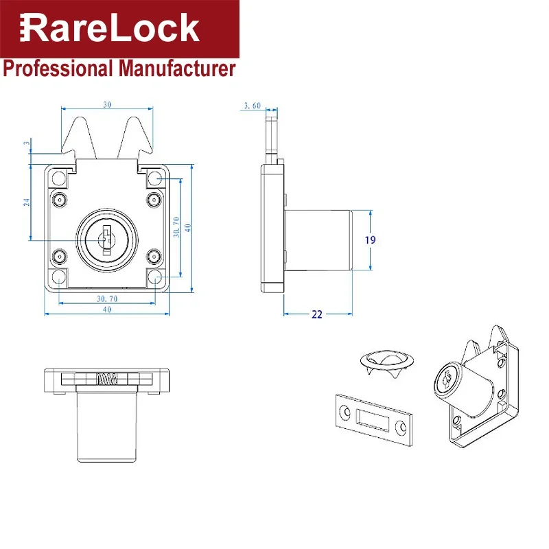 Double Hook Cabinet Drawer Lock for Home Drawer School Storage Box GYM Locker Boat Car Truck Rarelock JA43 G1