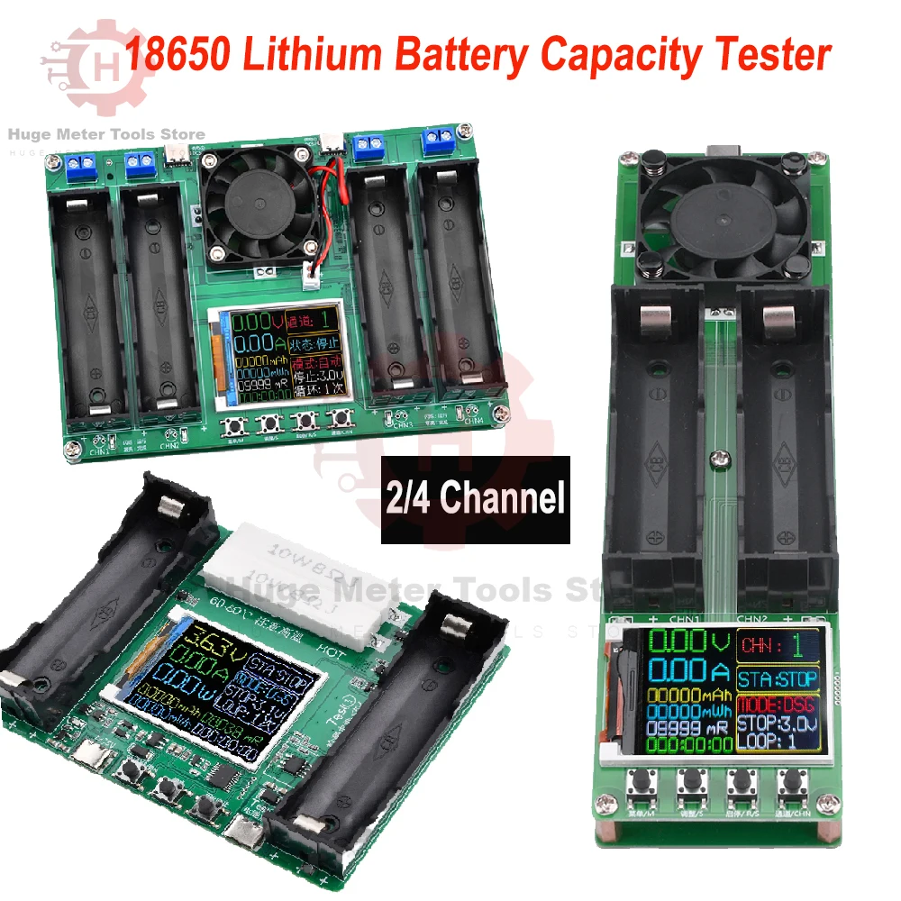 

2/4 Channel 18650 Lithium Battery Capacity Tester Type-C Automatic Internal Resistance Digital Battery Power Detector Module