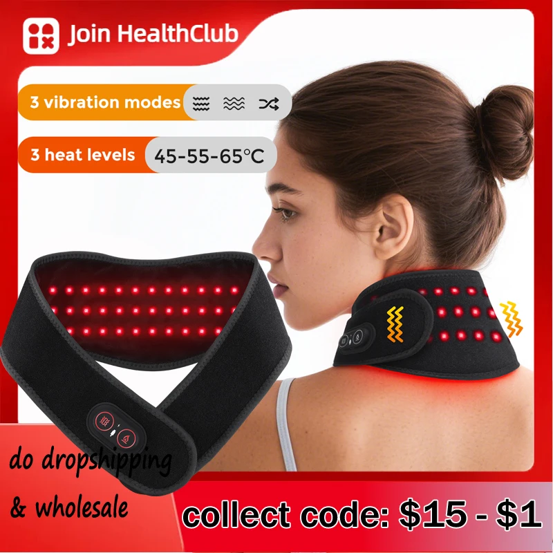 

Беспроводная повязка на шею с подогревом, электрическая грелка для шеи, красный свет, нагревательная повязка на шею, облегчение дискомфорта