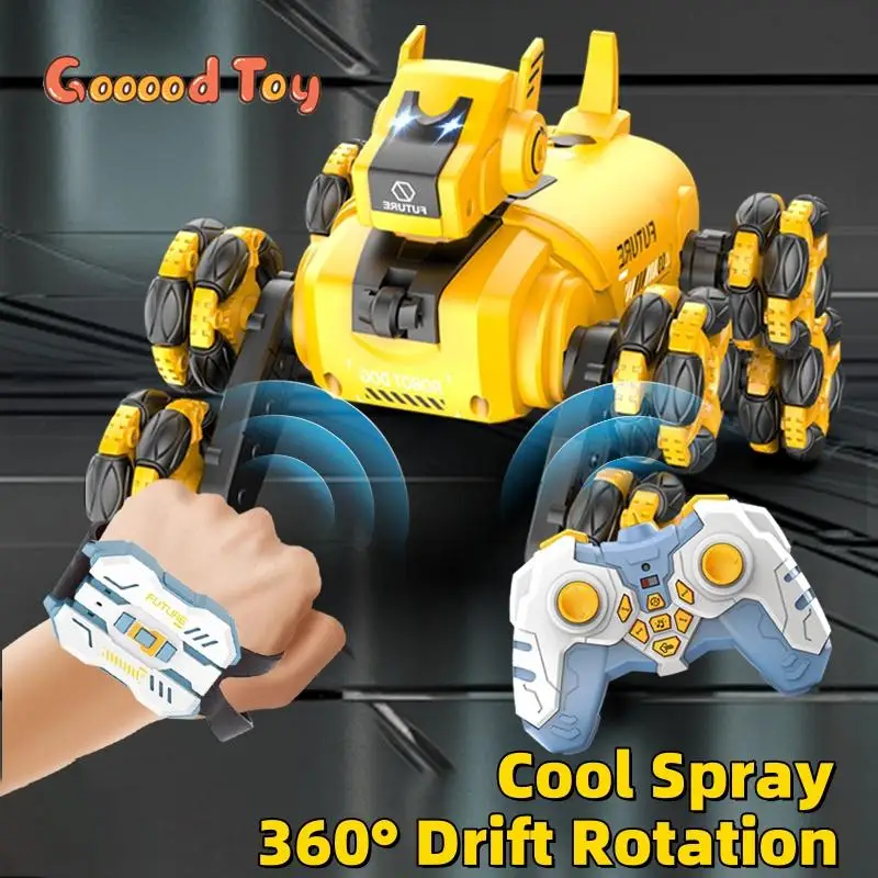 Intelligent RC Robot Dog Dual Mode Remote Control Stunt Mechanical Dogs 360 Degree Drift Watch Sensing Control Pet Robots Puppy