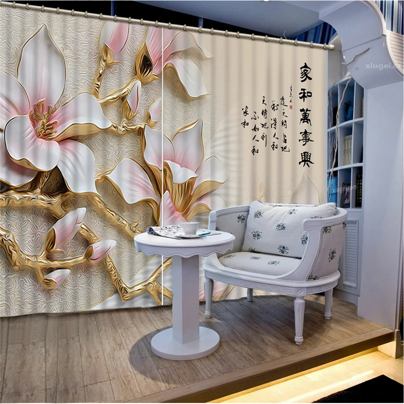 New relief  Curtains for Bedroom Window Curtain Living Room Blackout Shading Outdoor Decorative Tree Home  3D Printing