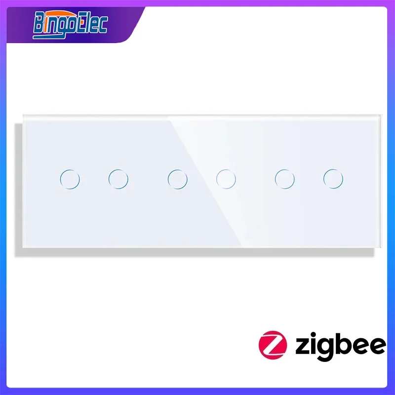 bingoelec ue standrad zigbee interruptor de toque tuya controle painel vidro temperado interruptor luz 86157 mm zigbee2mqtt 01