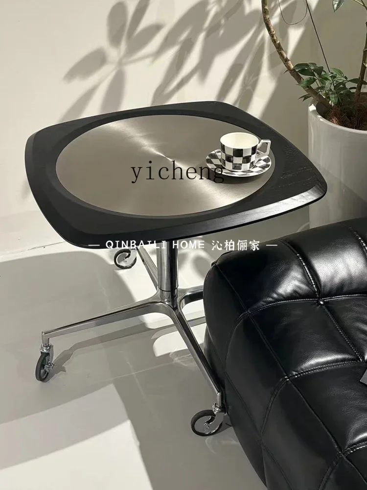 Medieval Small Apartment Household Coffee Table Modern Simple Stainless Steel Edge Table Movable Balconyn2