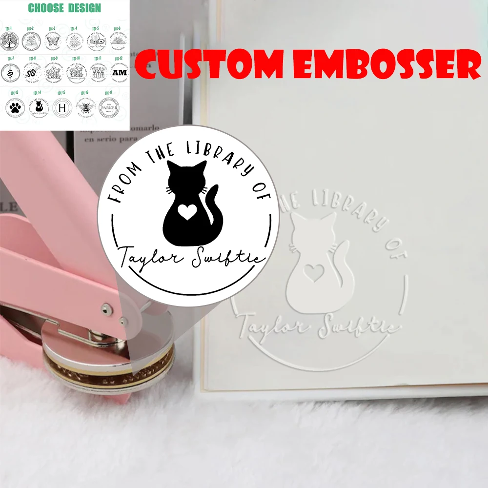 

Diy Book Embosser Stamp Hand-Held Embossing Stamps Custom Logo Design Text Clip for Diy Library Book Wedding Envelope Decor