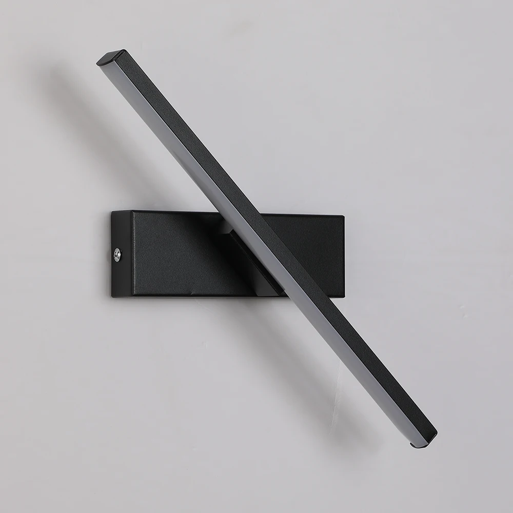 Lampada da parete led applique nera luce calda rotante