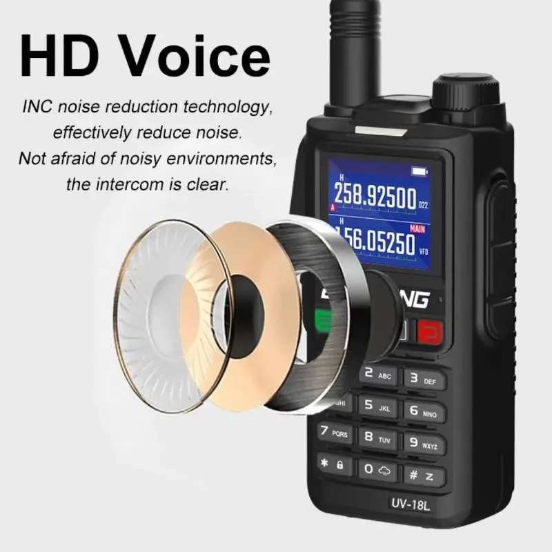 Baofeng UV-18 جهاز اتصال لاسلكي بنقرة واحدة تردد عالي الطاقة من النوع c شحن تردد قابل للتعديل جولة القيادة الذاتية راديو خارجي