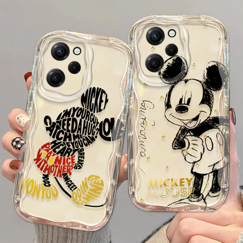 Disney Mickey Mouse LOGO For Xiaomi Redmi Note 13 12 12S 11S 11 10 9 8 10A 9C Pro Plus 5G Wave Oil Funda Phone Case