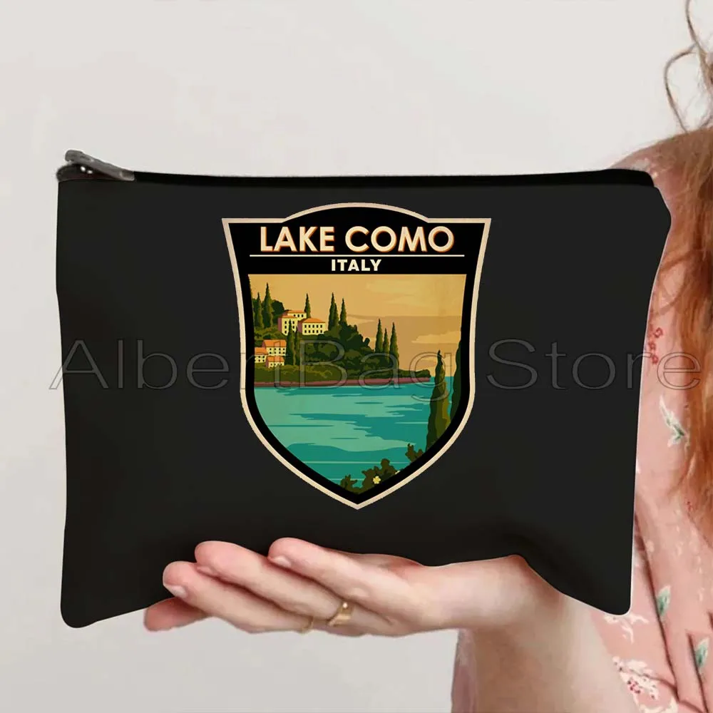 Amazon River Lake Como Petra Jordan Pompeii Rocky Mountain Yellowstone Zion National Park Cosmetic Makeup Bag Pencil Case Pouch