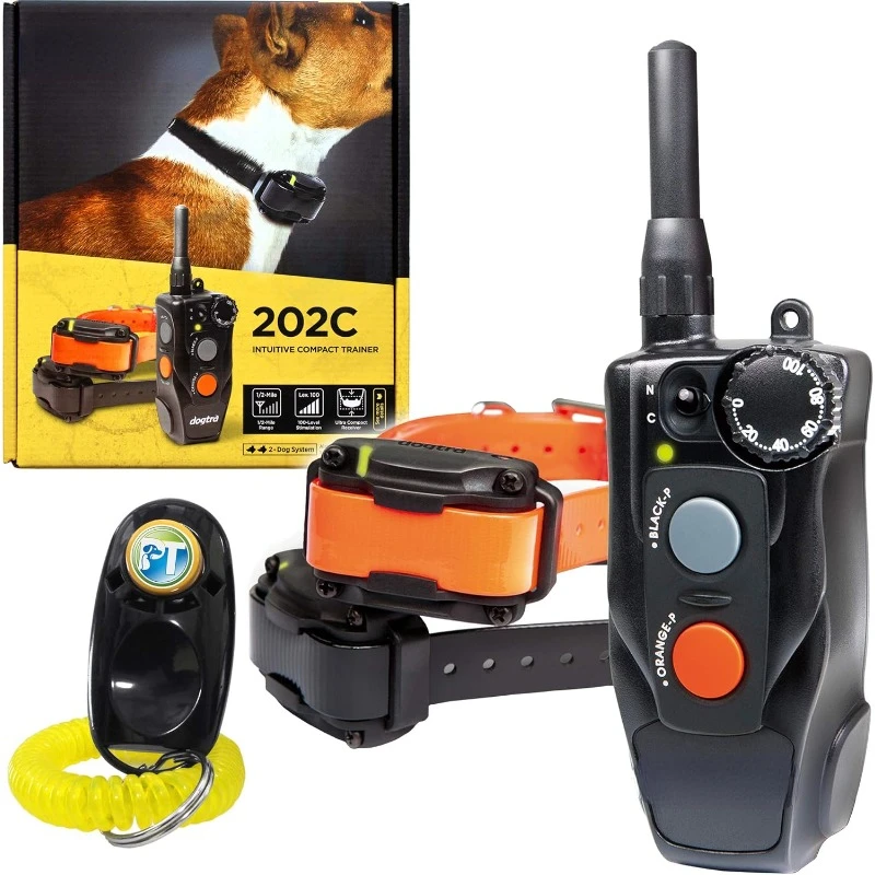 202C Remote Training E-Collar - 1/2 Mile Range - 2-Dogs System, Static, Vibration, Medium Output, Adjustable Levels, Waterproof,