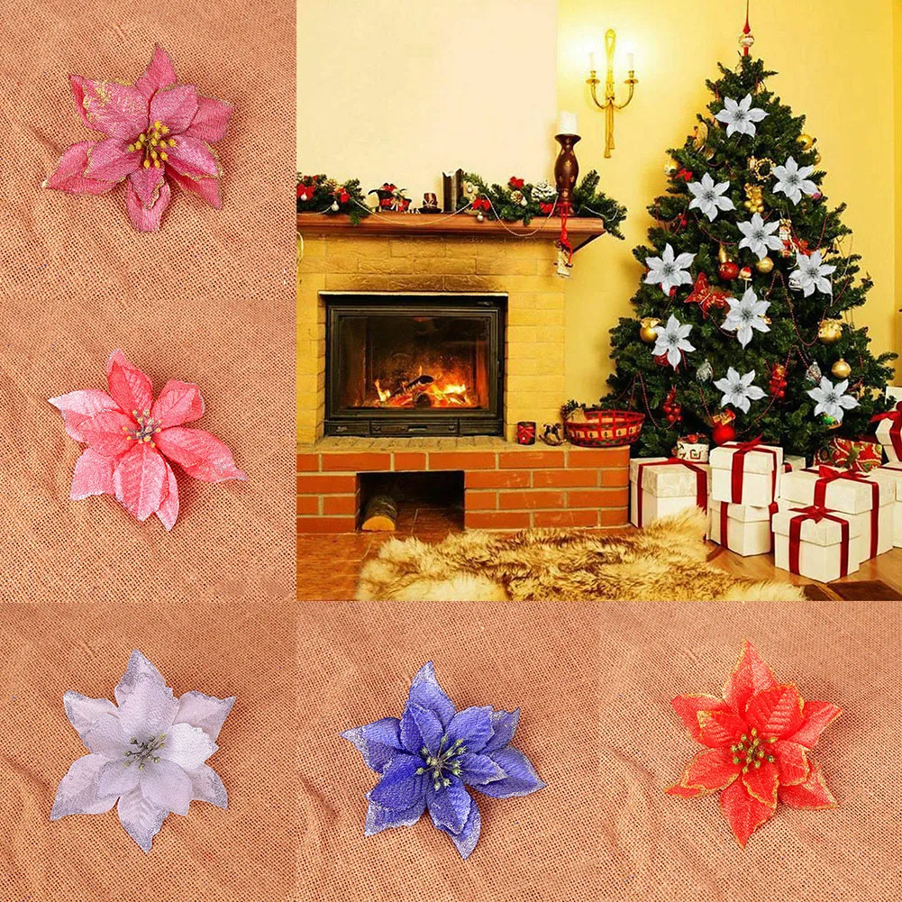 

Offices Product Counters Flower Decor Decorative Artificial Poinsettia Christmas Tree Festive Atmosphere High Quality