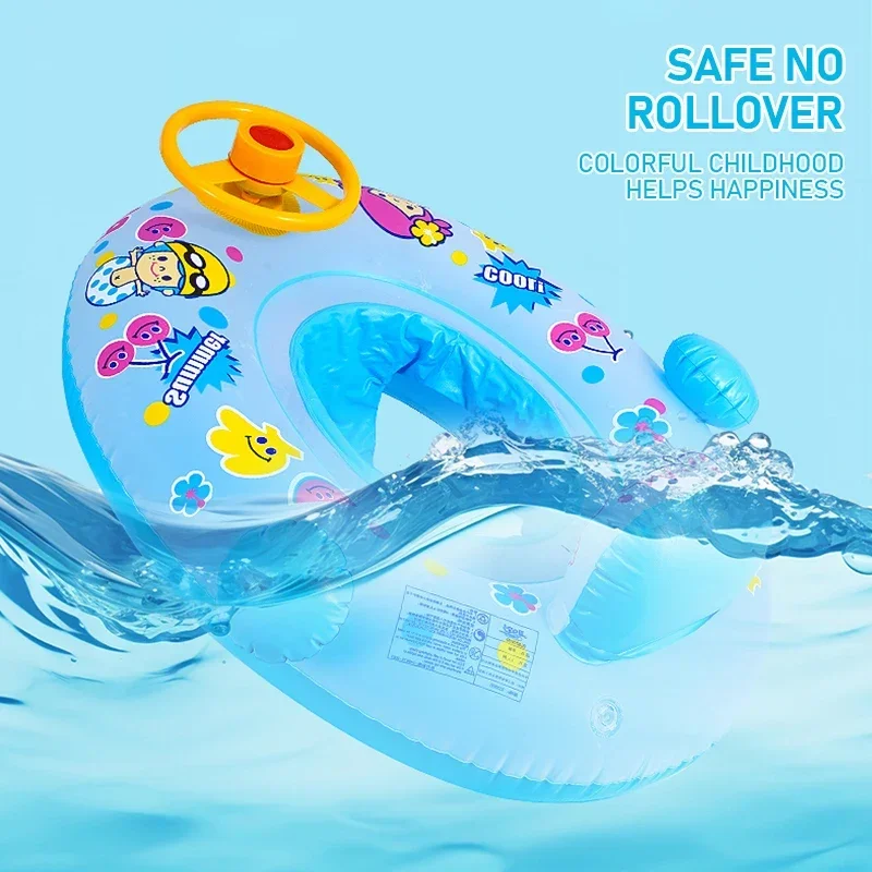 Wasser Schwimmender Schwimmring mit Lenkrad Sommer Outdoor Sonnenschirm Aufblasbares Spielzeug Sitz Pool Strand Wasserspielzeug für Kinder