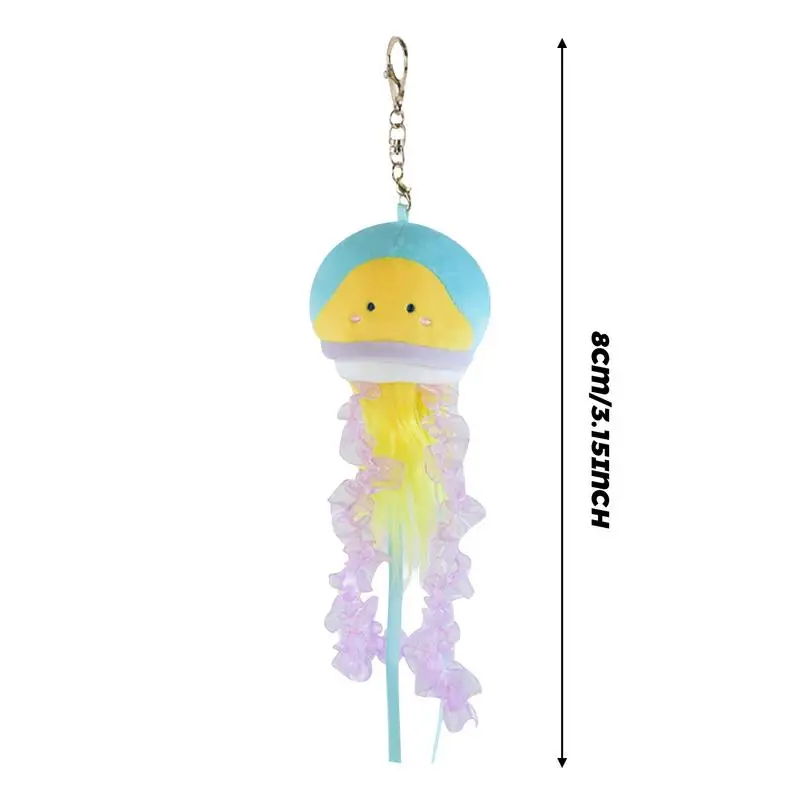 Cute Plush Keychain Jellyfish Glowing Purse Accessories Bag Charm Key Ring Toy Comfortable Women Bag Charm Pendant Exquisite