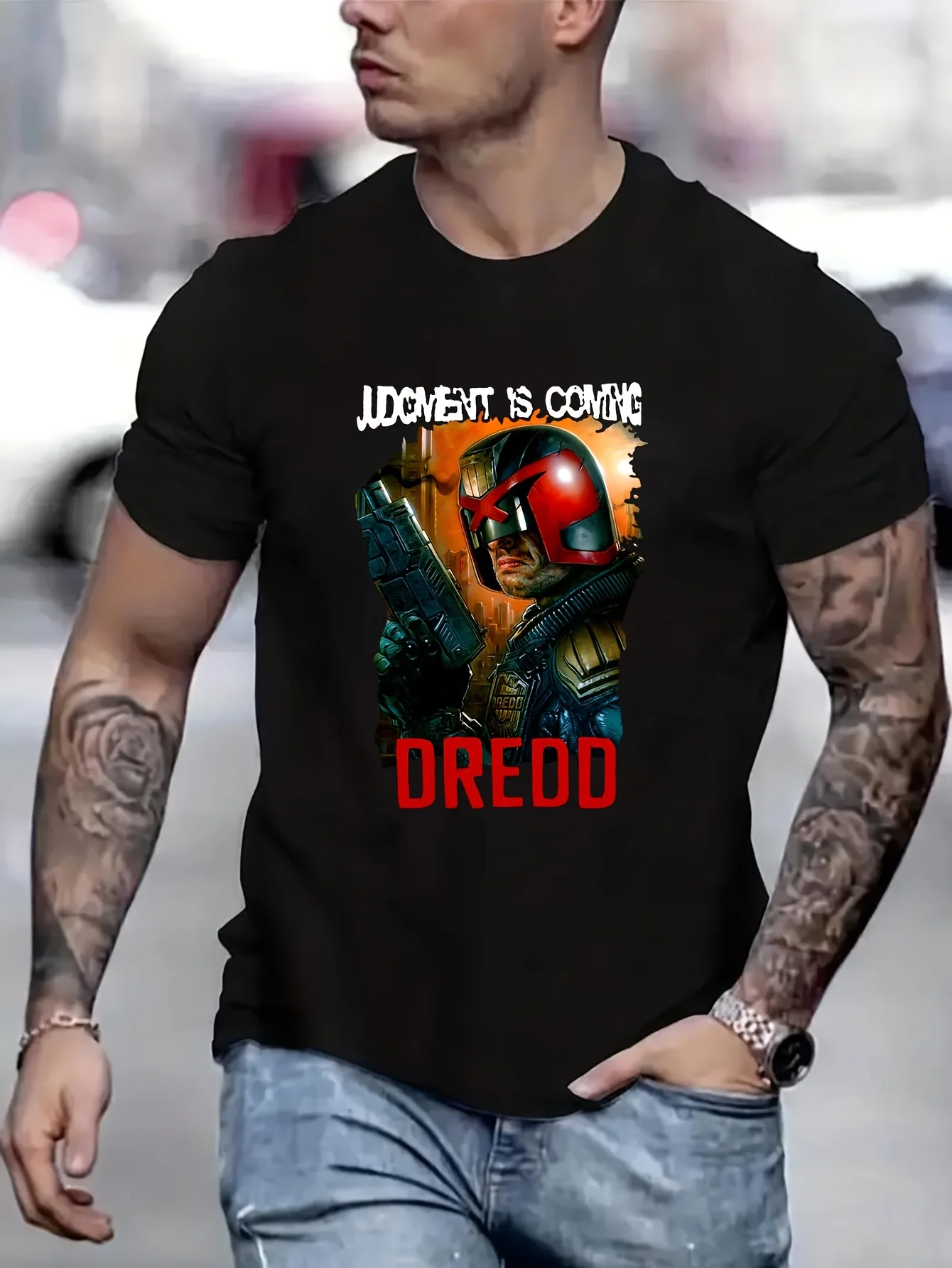 Judge Dredd Inspired Funny Ugus T-Shirts Men's Clothing Brands Anime Anime Men T shirt Printed T-Shirt B5021233