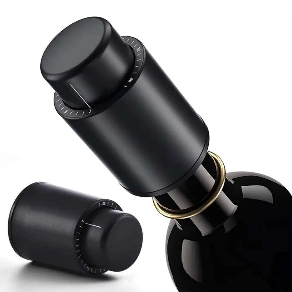 Vacuum Pump Red Wine Stopper Press Type Vacuum plug Graduated Wine Storage Container for Automatic Preservation Bar Bottle Cap