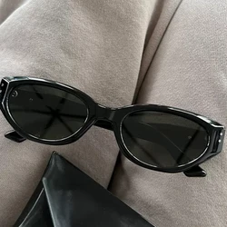 SO&EI Polygon Cat Eye Women Luxury Sunglasses Vintage Brand Designer Shades UV400 Men Trending Rivets Sun Glasses