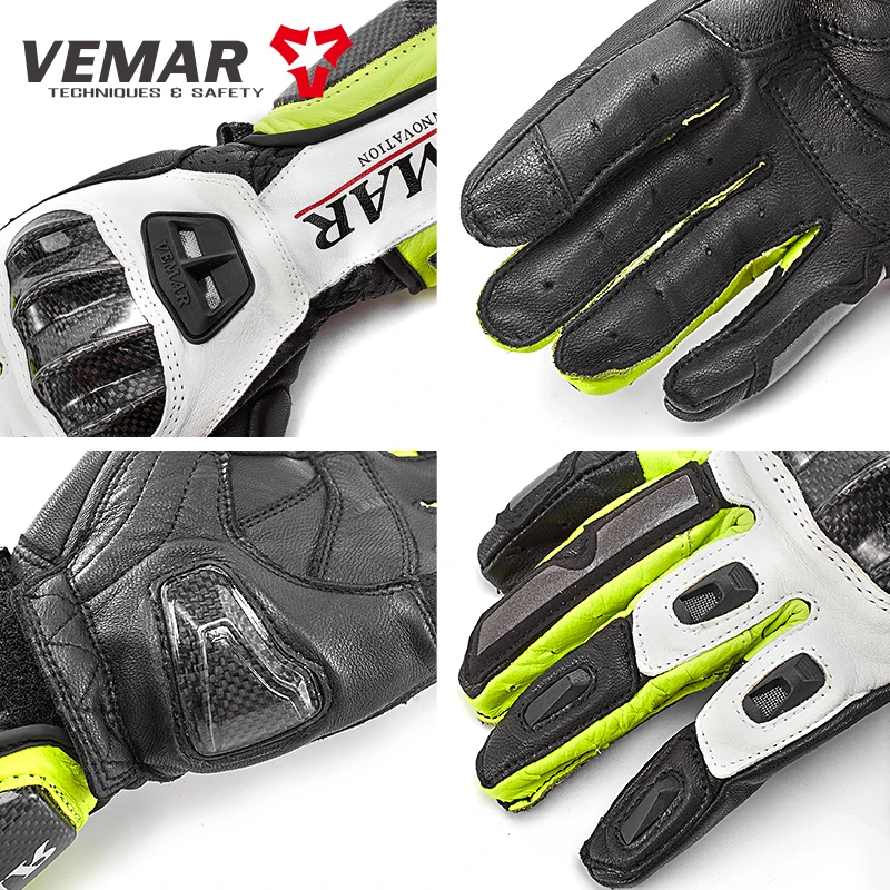 Vemar New Model Motocross Gloves Men\'s Outdoor Carbon Fiber Shell Riding Racing Women Gloves/Motocycle Off-Road Goat Leather