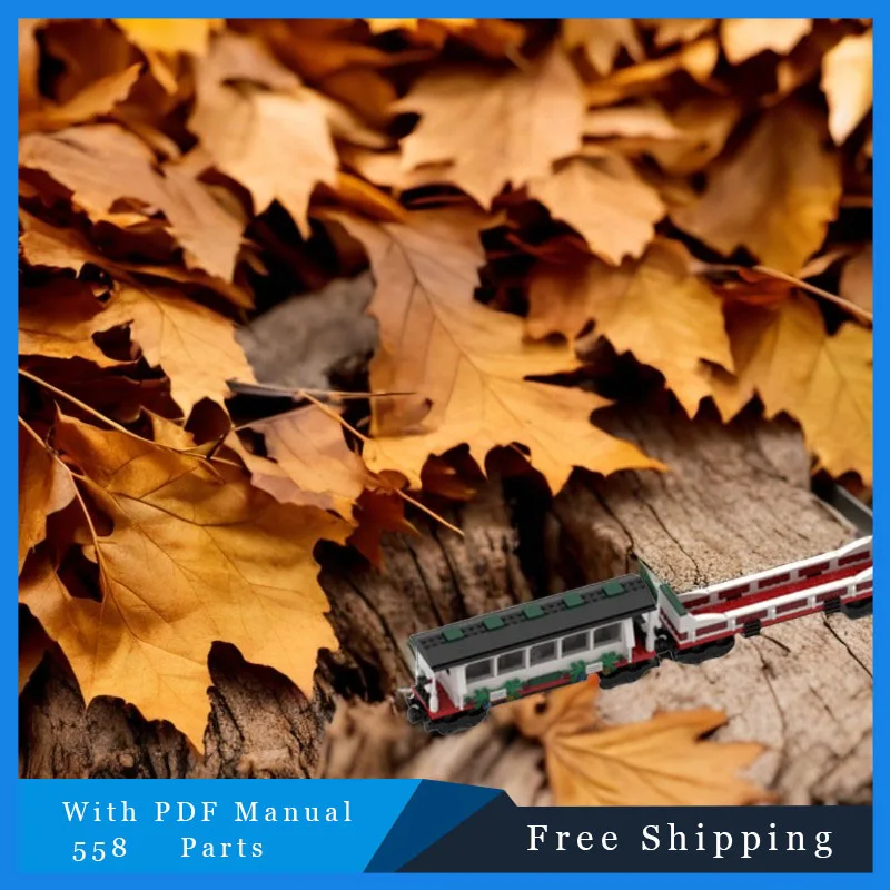 558 قطعة قطار عطلة صغير سيارة الركاب MOC نموذج بنة الطوب لتقوم بها بنفسك لعبة التكنولوجيا التعليمية الإبداعية هدايا عيد الميلاد #2