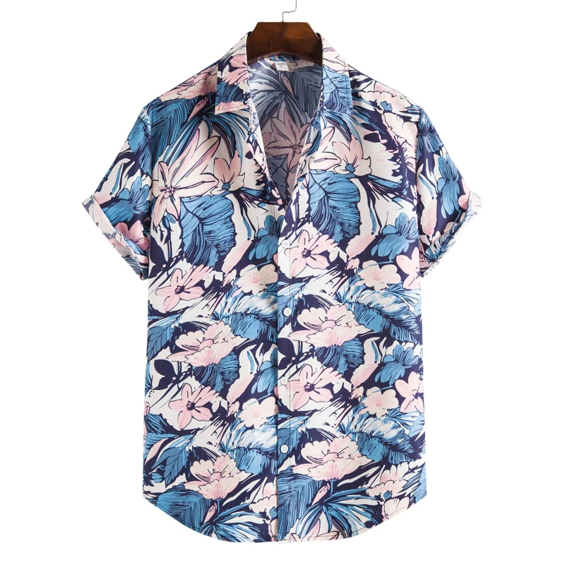 Camisas Retro hawaianas para hombre, Camisa con estampado Floral 3D, manga corta, vacaciones en la playa, informal, estilo clásico de verano,