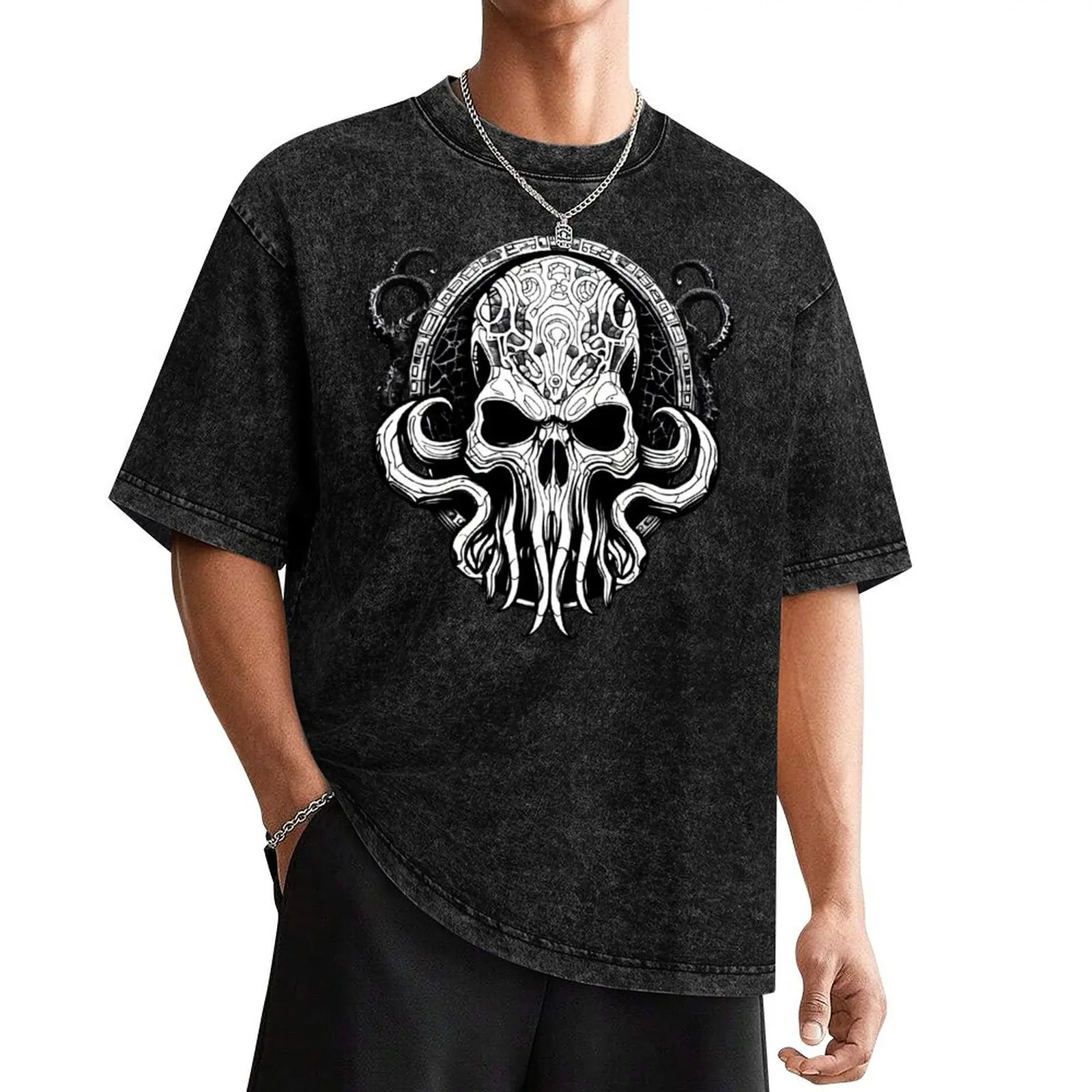 MindFlayer Cthulu design T-Shirt customs Short sleeve tee graphic t shirt vintage heavyweight t shirts for men