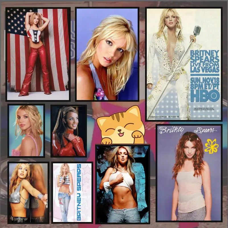 Póster Retro de Singer Britney Spears, Anime HD, tema novedoso, cantante/OST/película, decoración autoadhesiva impermeable para el hogar